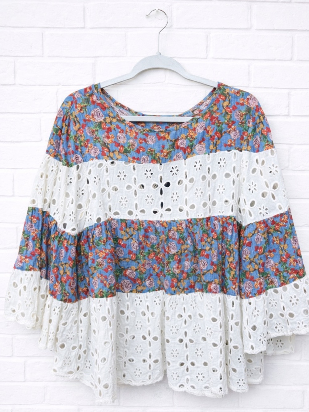 UMGEE Boho Blouse Shirt Top Eyelet Hippie Oversized